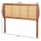 Tête de lit en frêne et noyer, rotin et hévéa, style Mid-Century – Grand lit / Très grand lit