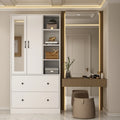 Armoire avec miroir, tringle extensible et 2 tiroirs, couleurs blanc/noir/bleu foncé