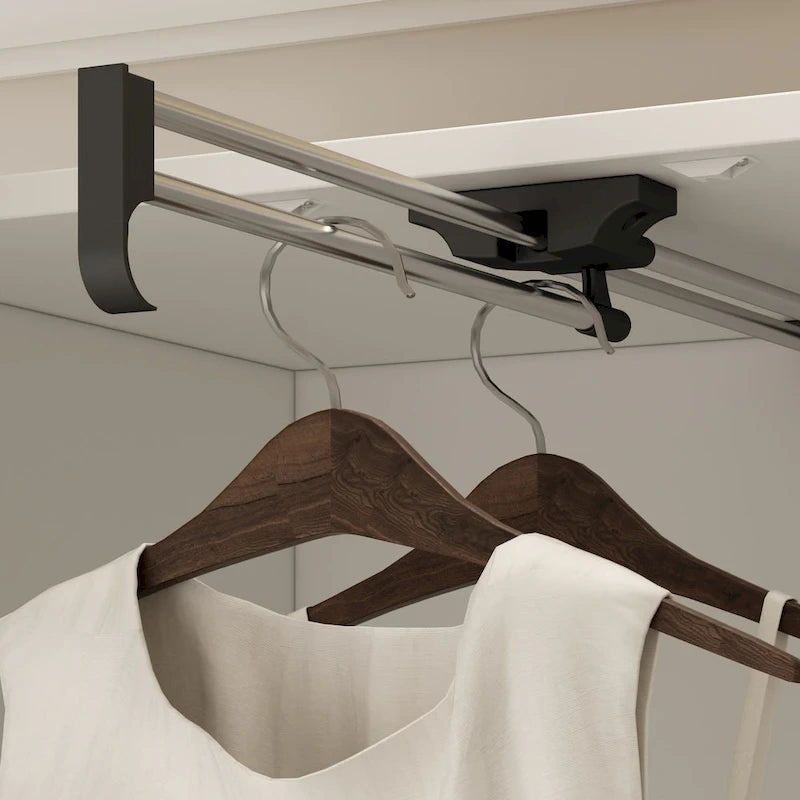 Armoire avec miroir, tringle extensible et 2 tiroirs, couleurs blanc/noir/bleu foncé