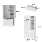 Armoire avec miroir, tringle extensible et 2 tiroirs, couleurs blanc/noir/bleu foncé