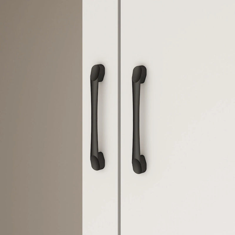 Armoire avec miroir, tringle extensible et 2 tiroirs, couleurs blanc/noir/bleu foncé