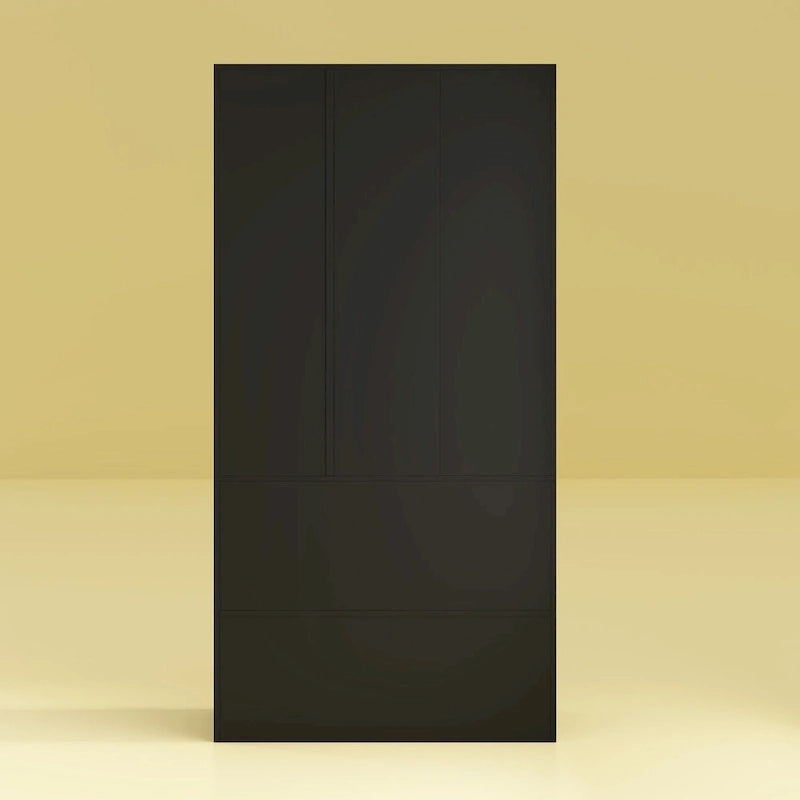 Armoire avec miroir, tringle extensible et 2 tiroirs, couleurs blanc/noir/bleu foncé