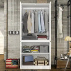 Armoire penderie blanche à portes miroir avec tringle et étagères – 3 tailles disponibles