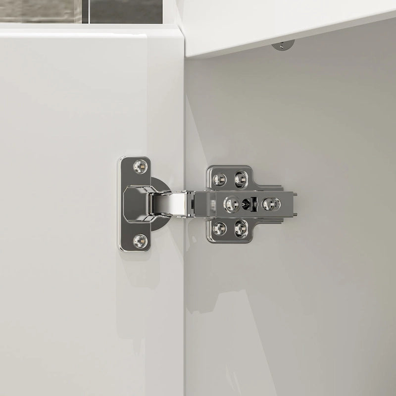 Armoire penderie blanche à portes miroir avec tringle et étagères – 3 tailles disponibles