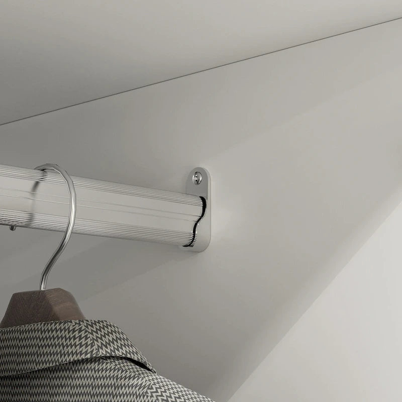 Armoire penderie blanche à portes miroir avec tringle et étagères – 3 tailles disponibles