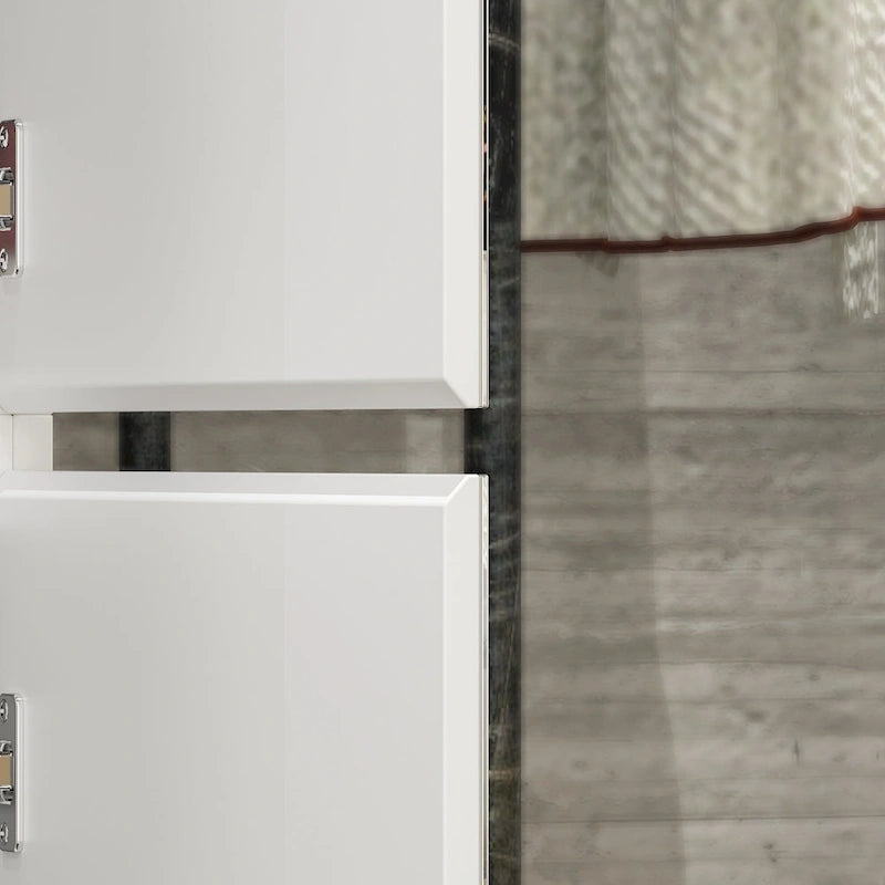 Armoire penderie blanche à portes miroir avec tringle et étagères – 3 tailles disponibles
