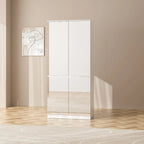 Armoire penderie blanche à portes miroir avec tringle et étagères – 3 tailles disponibles