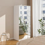 Armoire penderie blanche à portes miroir avec tringle et étagères – 3 tailles disponibles