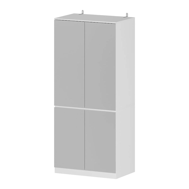 Armoire penderie blanche à portes miroir avec tringle et étagères – 3 tailles disponibles