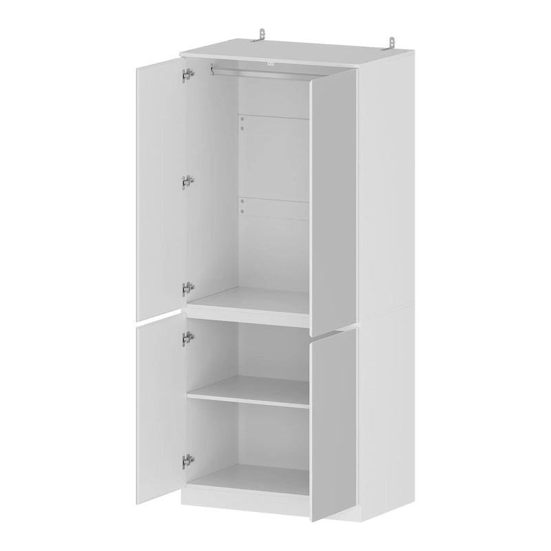 Armoire penderie blanche à portes miroir avec tringle et étagères – 3 tailles disponibles