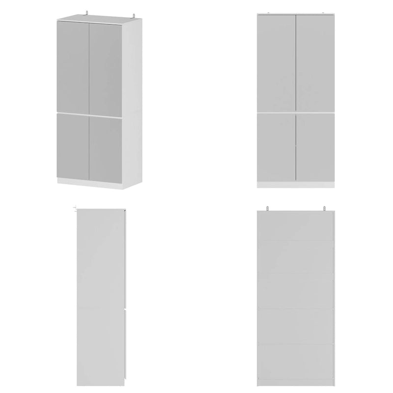 Armoire penderie blanche à portes miroir avec tringle et étagères – 3 tailles disponibles