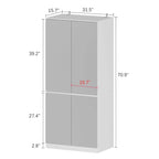 Armoire penderie blanche à portes miroir avec tringle et étagères – 3 tailles disponibles