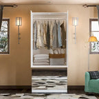 Armoire penderie blanche à portes miroir avec tringle et étagères – 3 tailles disponibles