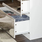 Armoire penderie blanche à portes miroir avec tringle et étagères – 3 tailles disponibles