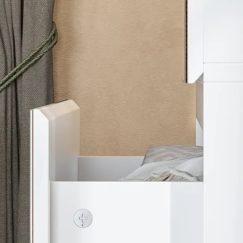 Armoire penderie blanche à portes miroir avec tringle et étagères – 3 tailles disponibles