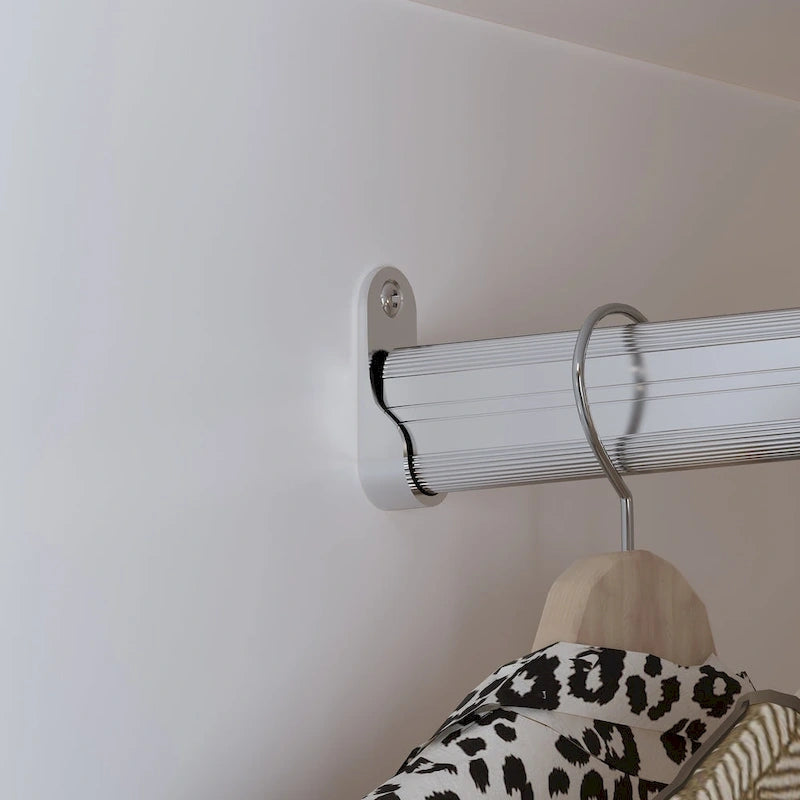 Armoire penderie blanche à portes miroir avec tringle et étagères – 3 tailles disponibles