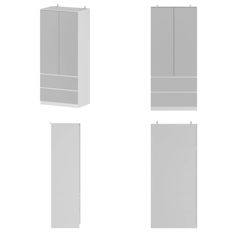 Armoire penderie blanche à portes miroir avec tringle et étagères – 3 tailles disponibles