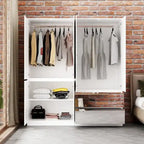 Armoire penderie blanche à portes miroir avec tringle et étagères – 3 tailles disponibles