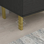 Table de chevet moderne à 2 tiroirs noir/blanc avec base ouverte dorée – 1 unité