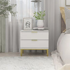 Table de chevet moderne à 2 tiroirs noir/blanc avec base ouverte dorée – 1 unité