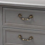 Table d'appoint à 3 tiroirs en bois, style cottage français, gris/blanc