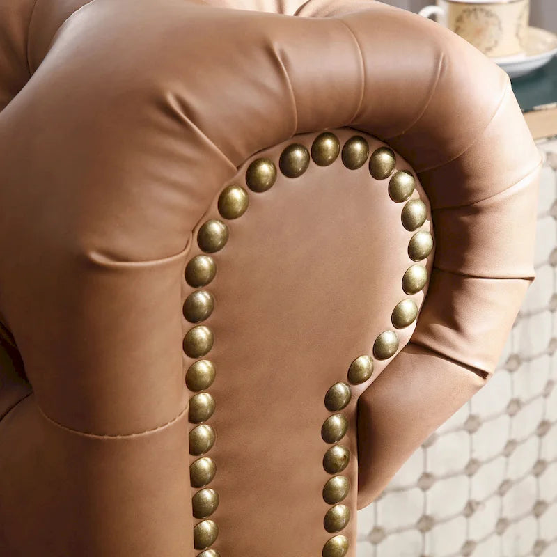 Canapé Chesterfield 2 places en similicuir marron