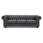 Canapé Chesterfield 2 places en similicuir marron