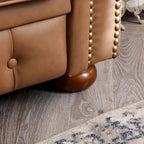 Canapé Chesterfield 2 places en similicuir marron
