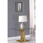 Table d'appoint à plateau en verre et à base en spirale dorée – Style glamour
