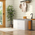 Banc de rangement pour chaussures rembourré blanc/noir avec armoire à porte – 1 place
