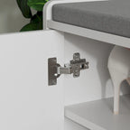 Banc de rangement pour chaussures rembourré blanc/noir avec armoire à porte – 1 place