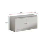 Banc de rangement pour chaussures rembourré blanc/noir avec armoire à porte – 1 place