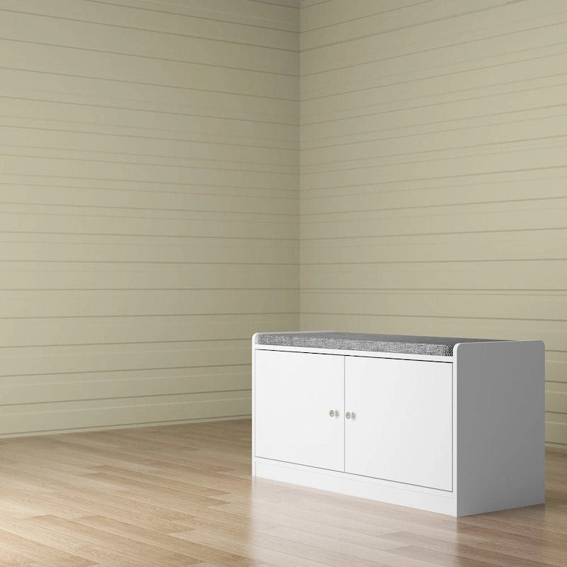 Banc de rangement pour chaussures rembourré blanc/noir avec armoire à porte – 1 place