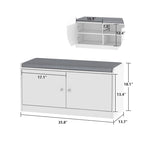 Banc de rangement pour chaussures rembourré blanc/noir avec armoire à porte – 1 place