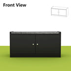 Banc de rangement pour chaussures rembourré blanc/noir avec armoire à porte – 1 place