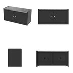 Banc de rangement pour chaussures rembourré blanc/noir avec armoire à porte – 1 place