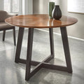 Table à manger ronde 4 places en noyer et noir avec plateau rayonnant, style Mid-Century