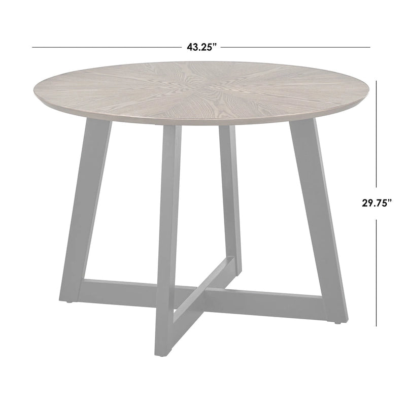 Table à manger ronde 4 places en noyer et noir avec plateau rayonnant, style Mid-Century