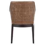 Fauteuil de salle à manger en rotin tressé marron/blanc avec coussin en coton – 1 place
