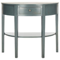 Table console demi-lune shabby chic avec tiroir et étagère inférieure – Plusieurs coloris