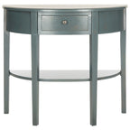 Table console demi-lune shabby chic avec tiroir et étagère inférieure – Plusieurs coloris