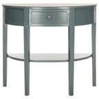 Table console demi-lune shabby chic avec tiroir et étagère inférieure – Plusieurs coloris