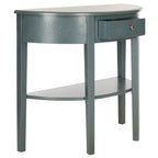 Table console demi-lune shabby chic avec tiroir et étagère inférieure – Plusieurs coloris