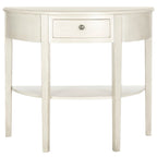 Table console demi-lune shabby chic avec tiroir et étagère inférieure – Plusieurs coloris