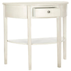 Table console demi-lune shabby chic avec tiroir et étagère inférieure – Plusieurs coloris