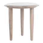 Table d'appoint florale sculptée en bois de manguier blanchi