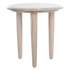 Table d'appoint florale sculptée en bois de manguier blanchi