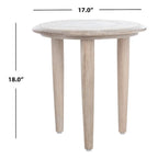 Table d'appoint florale sculptée en bois de manguier blanchi
