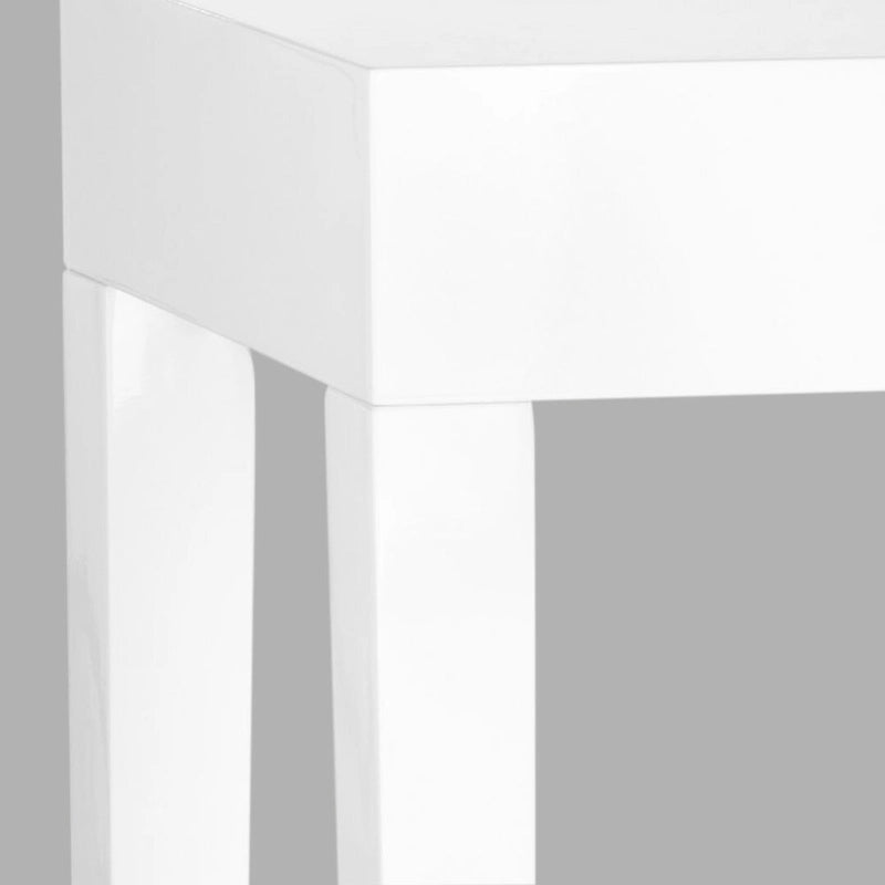 Console laquée blanche de style Parsons avec pieds fuselés