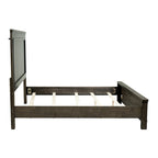 Lit de rangement queen à panneau de planches gris foncé avec accents de métal martelé – 1 place